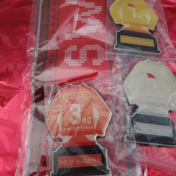 UGLY SWEATER Christmas party AWARD RIBBON Pins 3pcs 1st 2nd 3rd Place - Picture 3 of 4